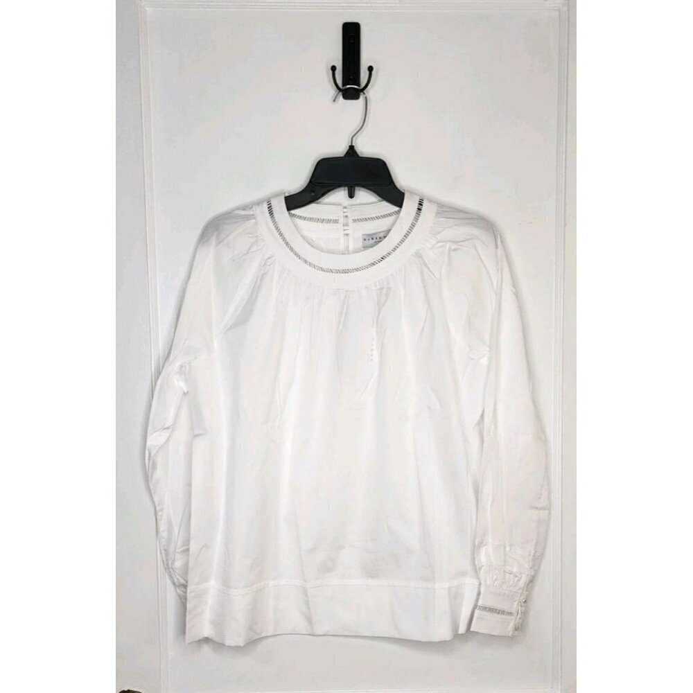 NWT Size XS Harshman White Anemone Blouse 100% Cotton Ladder Lace Button